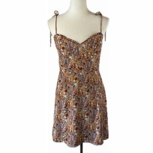 Aritzia Wilfred Fable Floral Mini Dress Size 10 Terracotta Coquette Milkmaid
